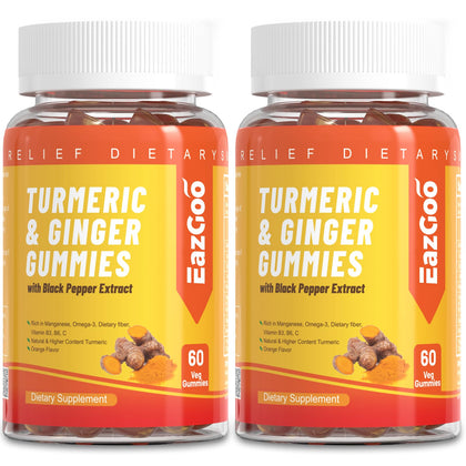 EAZGOO Gummies de Curcuma 500mg en flacon, vue de face