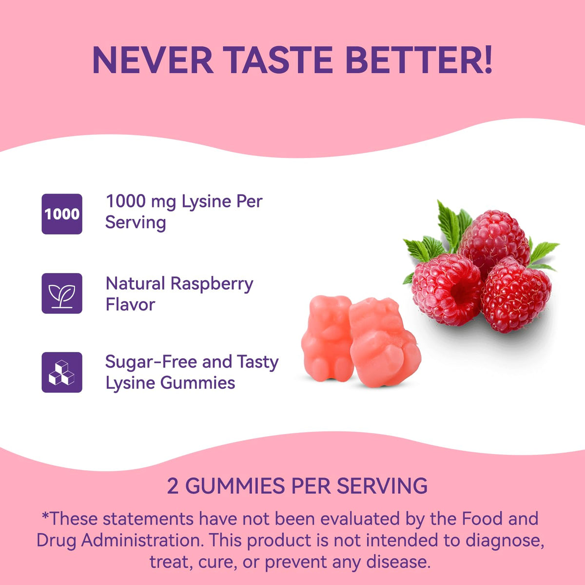 EAZGOO Gummies L-Lysine 1000mg à côté d'un verre d'eau
