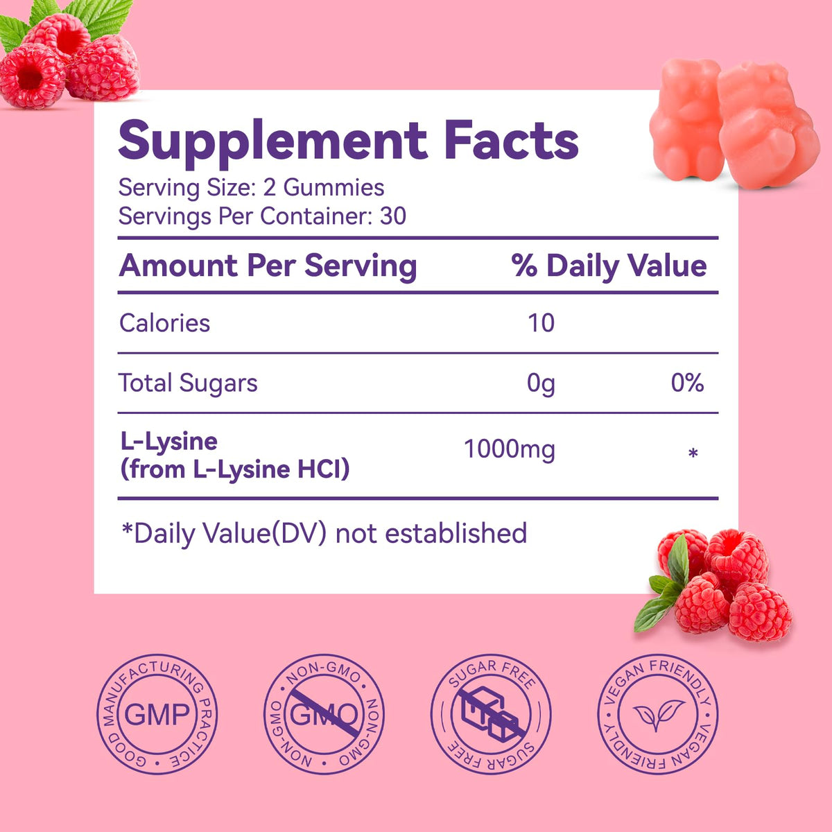 EAZGOO Gummies L-Lysine 1000mg avec gummies sur une table