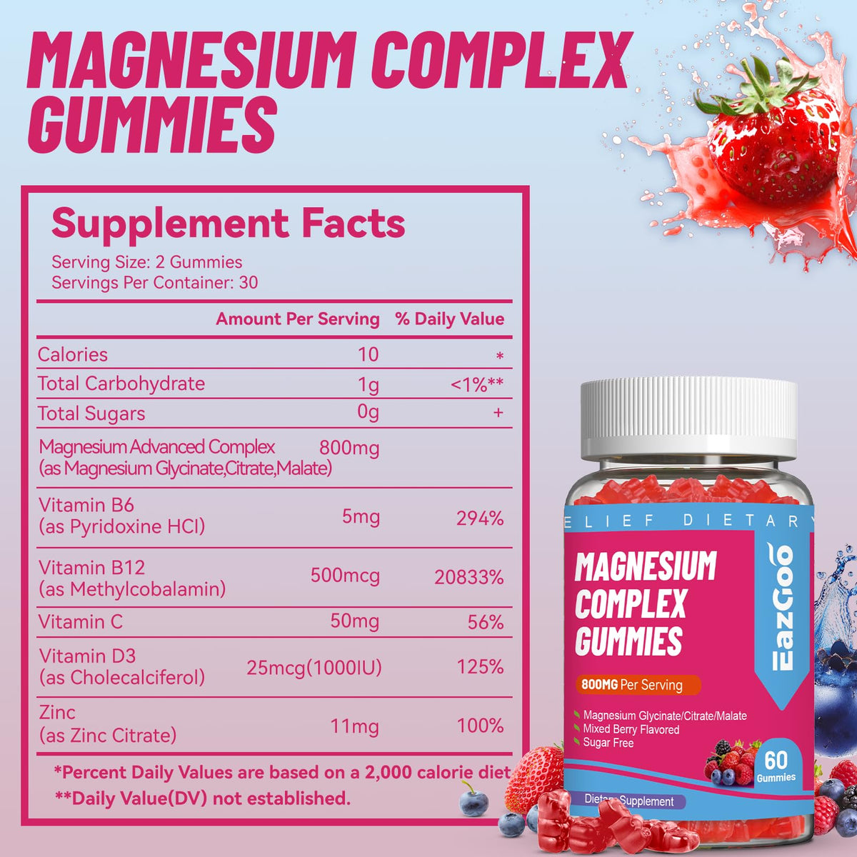 EAZGOO Gummies Magnésium 800mg montrant la texture des gummies
