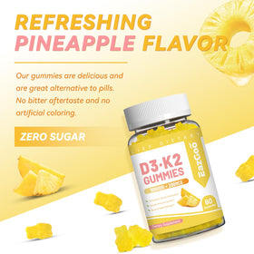 EAZGOO Gummies Vitamine D3 K2 10000 IU 60 Comprimés - gummies au goût ananas
