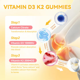 EAZGOO Gummies Vitamine D3 K2 10000 IU 60 Comprimés - gummies individuelles