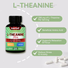 EAZGOO L-Theanine 200mg gélules végétales sur une table