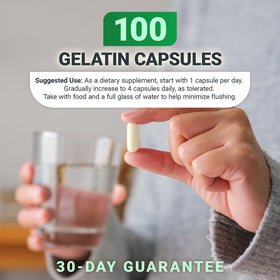 Échantillon de capsules de niacine Dr. Berg 125 mg