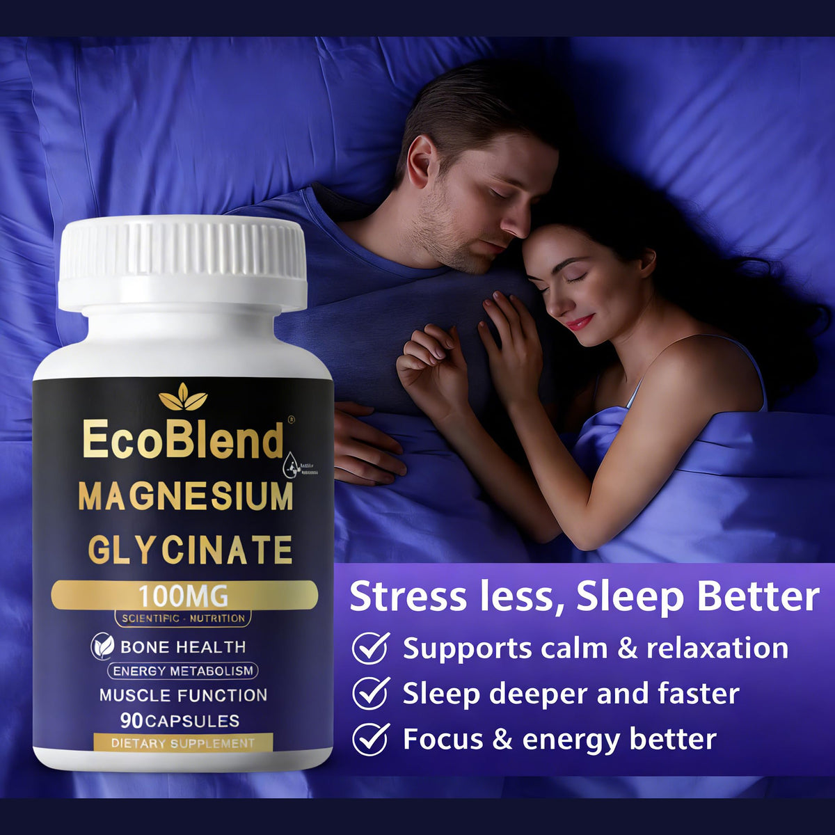 EcoBlend Glycinate de Magnésium 100mg capsules végétales