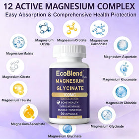 EcoBlend Glycinate de Magnésium 100mg étiquette du produit