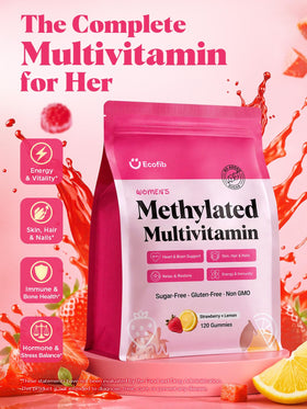 ECOFIB Multivitamines Méthylées Femme sachet ouvert avec gummies