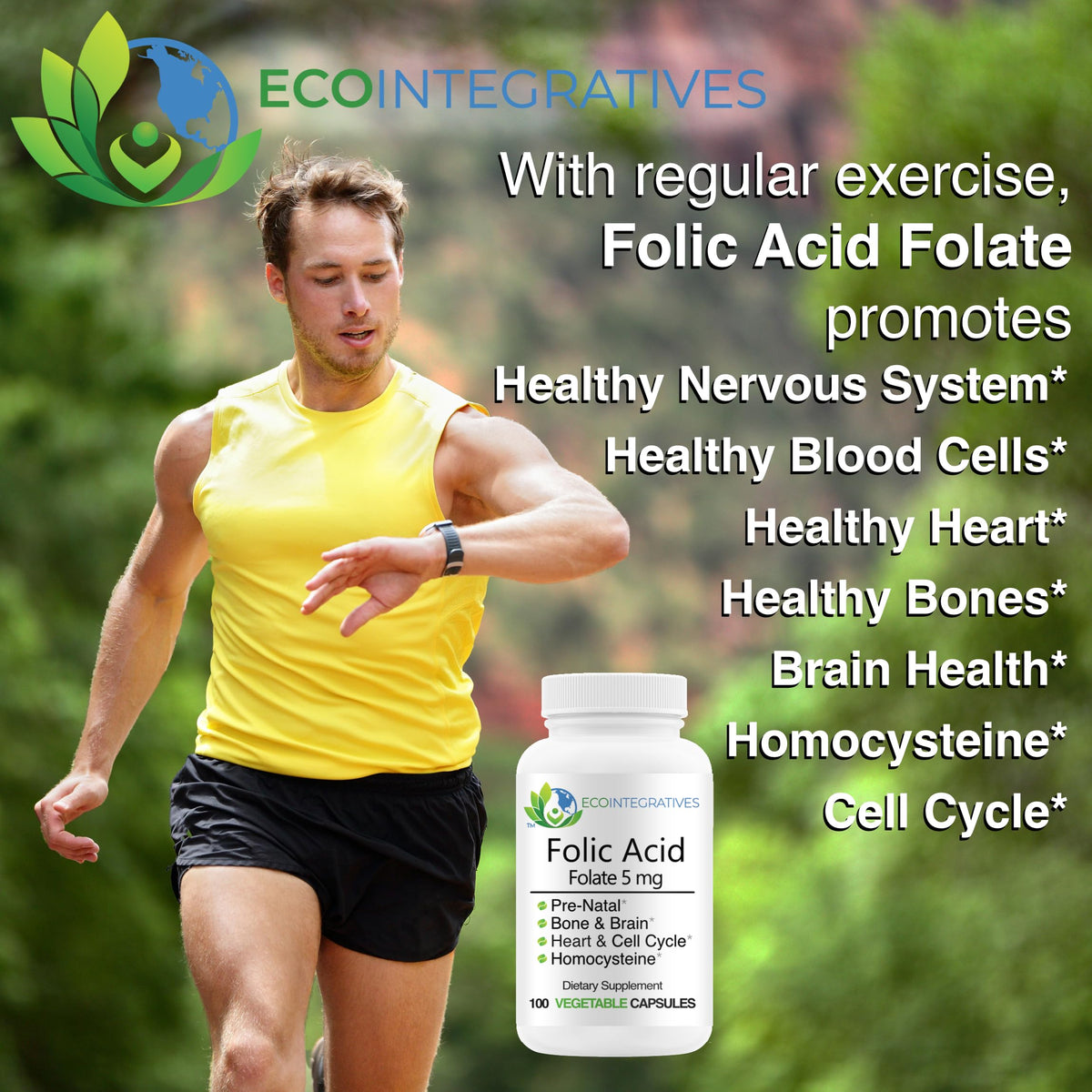 EcoIntegratives Acide Folique 5 mg - Capsule sur fond blanc