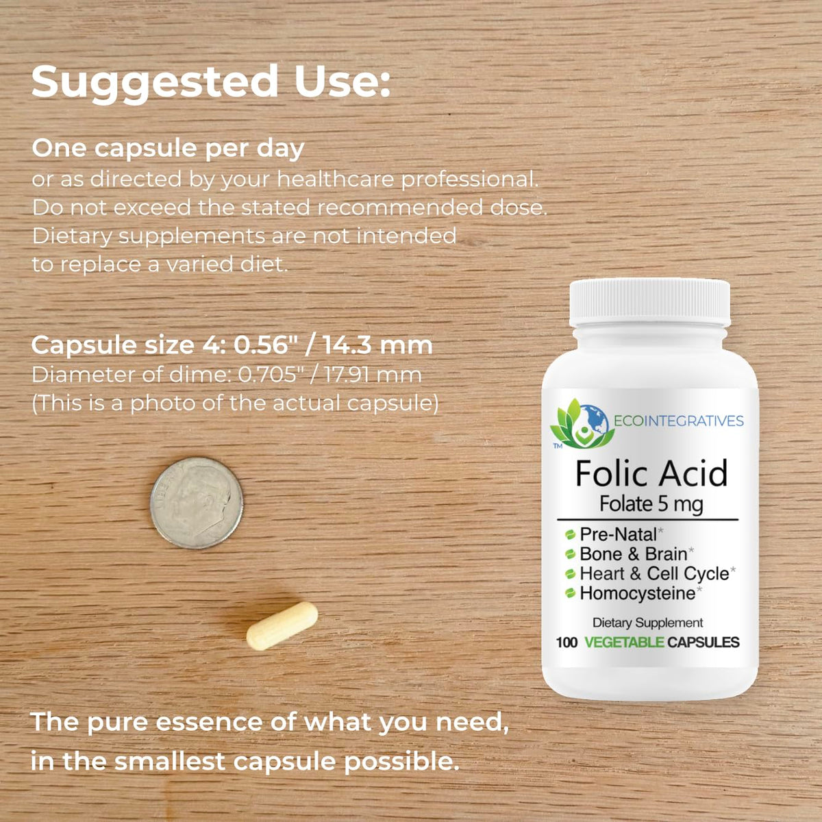 EcoIntegratives Acide Folique 5 mg - Capsules végétales en détail