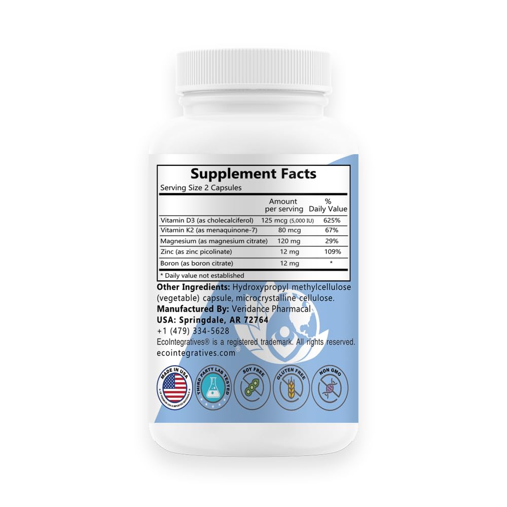 EcoIntegratives D3 Plus Boron capsules, vue arrière de l'emballage