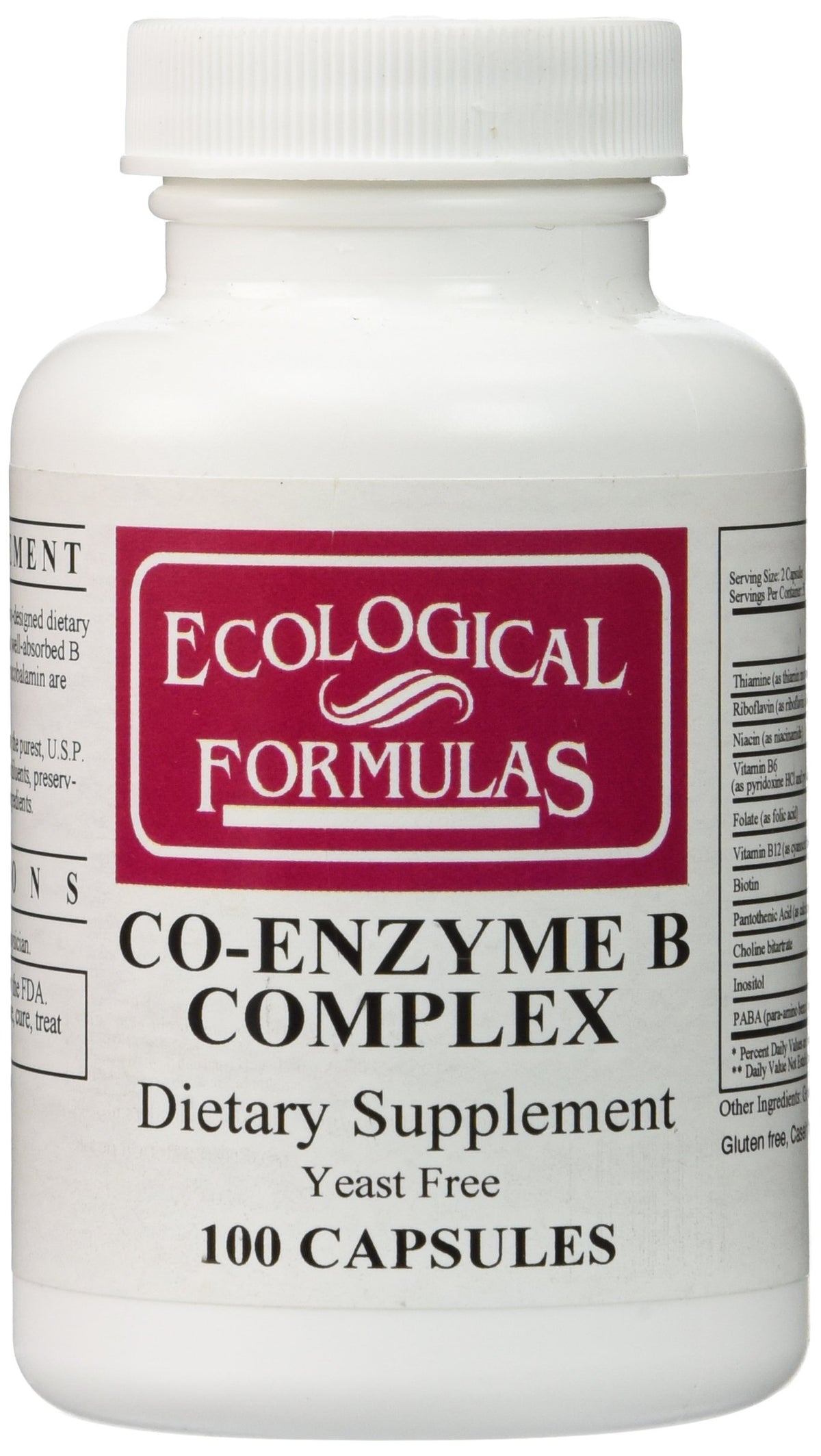 Ecological Formulas Co-Enzyme B Complex 100 capsules front view