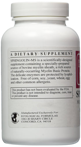 Ecological Formulas Sphingolin 200 mg, emballage et informations nutritionnelles