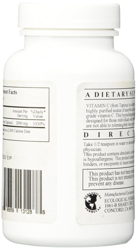 Ecological Formulas Vitamine C 150 g, vue de l'emballage avec dimensions