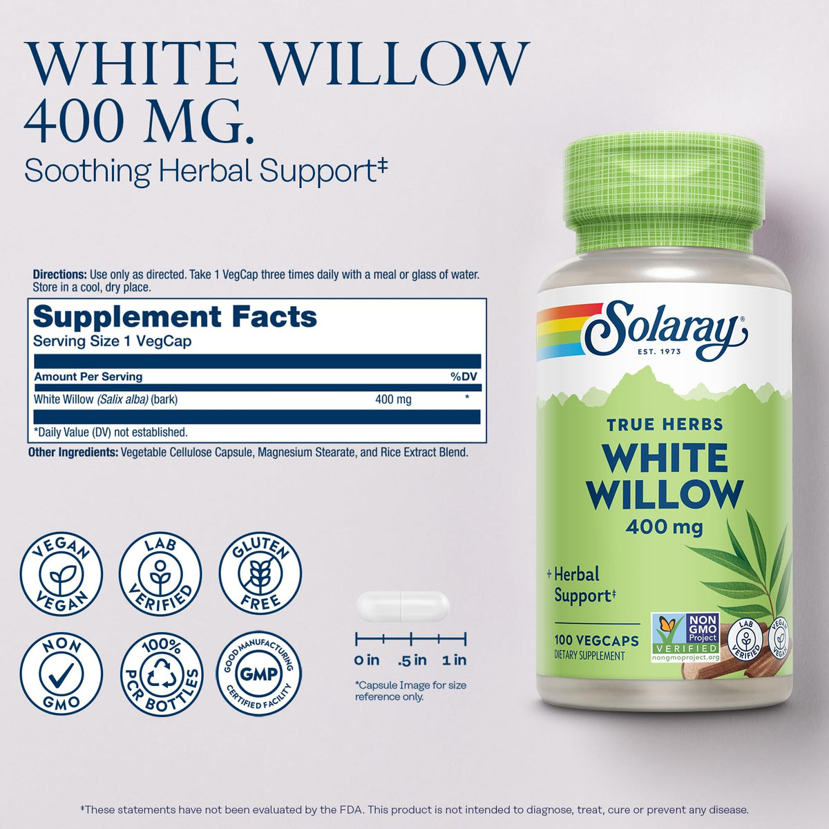 Écorce de saule blanc en gros plan, pour capsules SOLARAY
