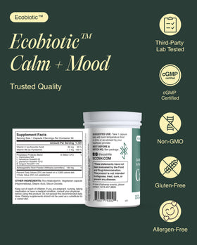 Ecosh Ecobiotic Calm + Mood Probiotic 50g sur fond neutre