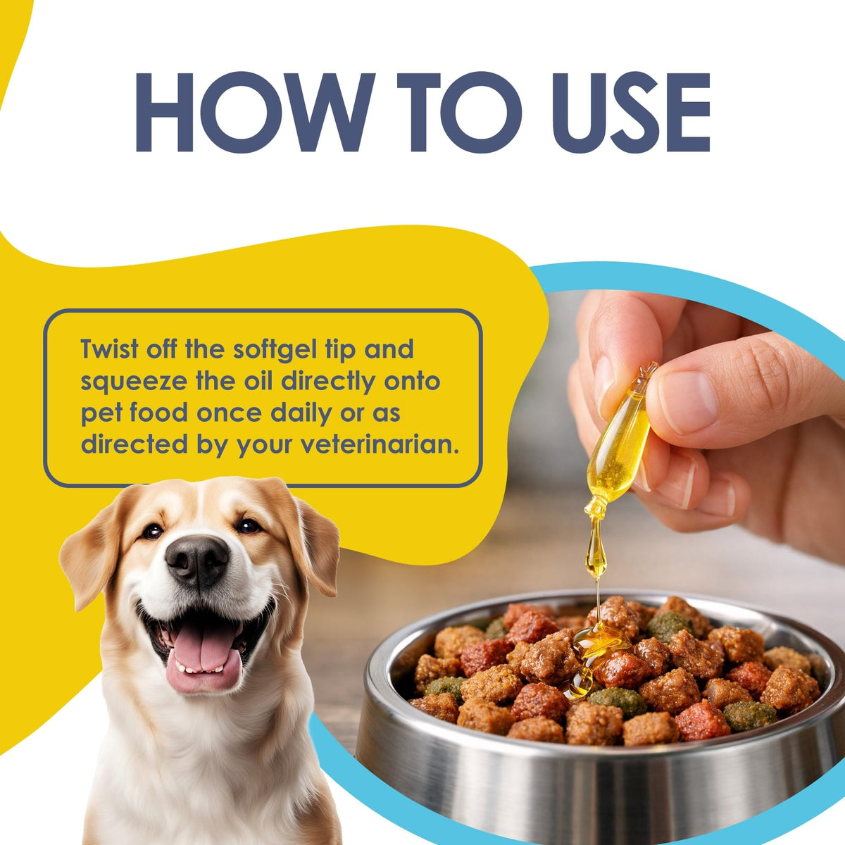 EESY PET Omega-3 bouteille avec étiquette et capsules
