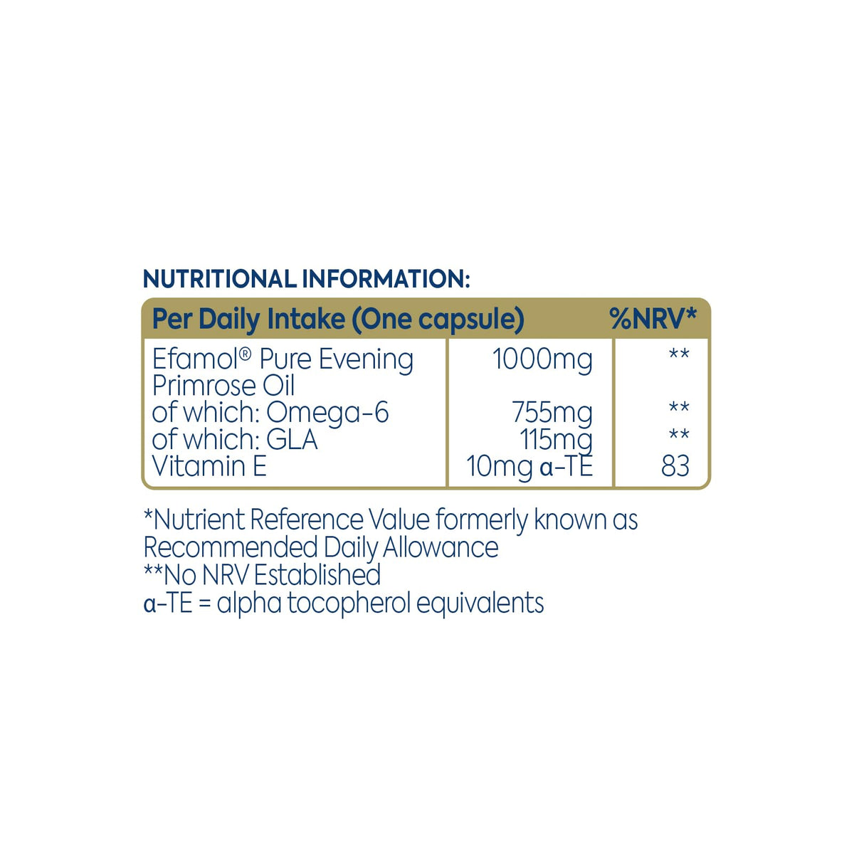 Efamol 1000mg capsules sur fond blanc
