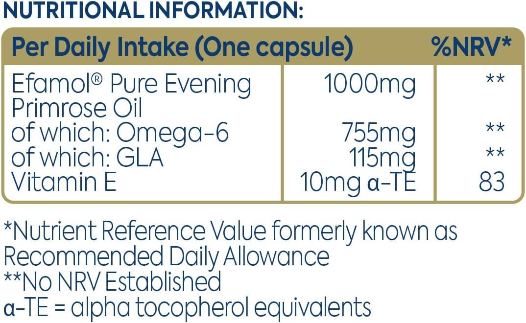 Efamol Huile de Onagre 1000mg 30 Capsules - vue latérale