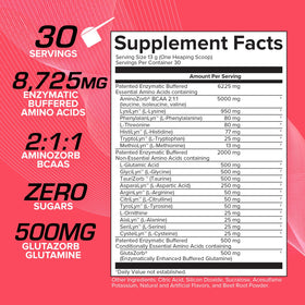 EFX Sports Aminozorb Elite 21 481g avec étiquette et informations nutritionnelles