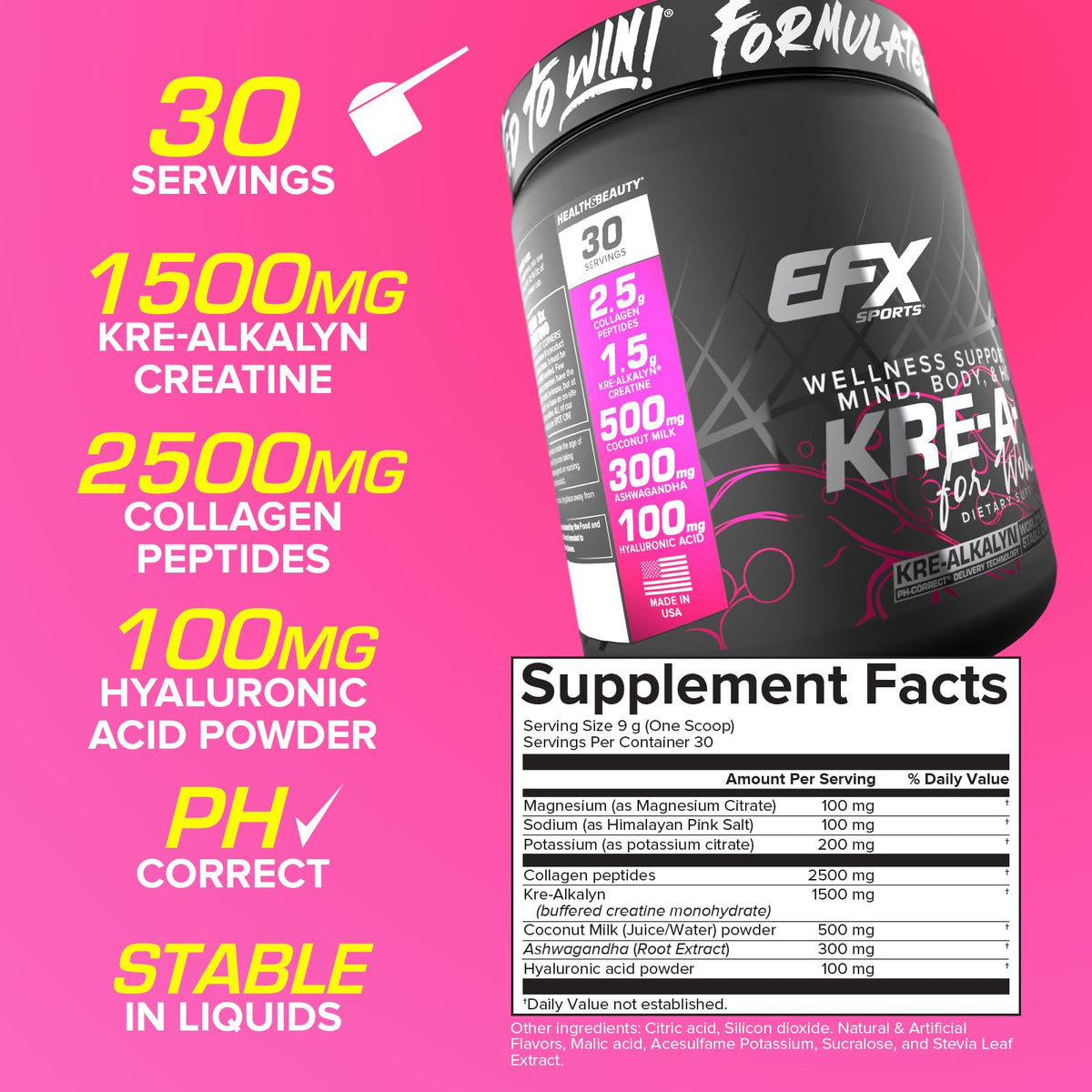 EFX Sports Kre-A-Glo Créatine avec sa cuillère doseuse