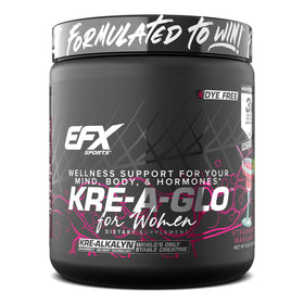 EFX Sports Kre-A-Glo Créatine Kre-Alkalyn Femme avant avec étiquette