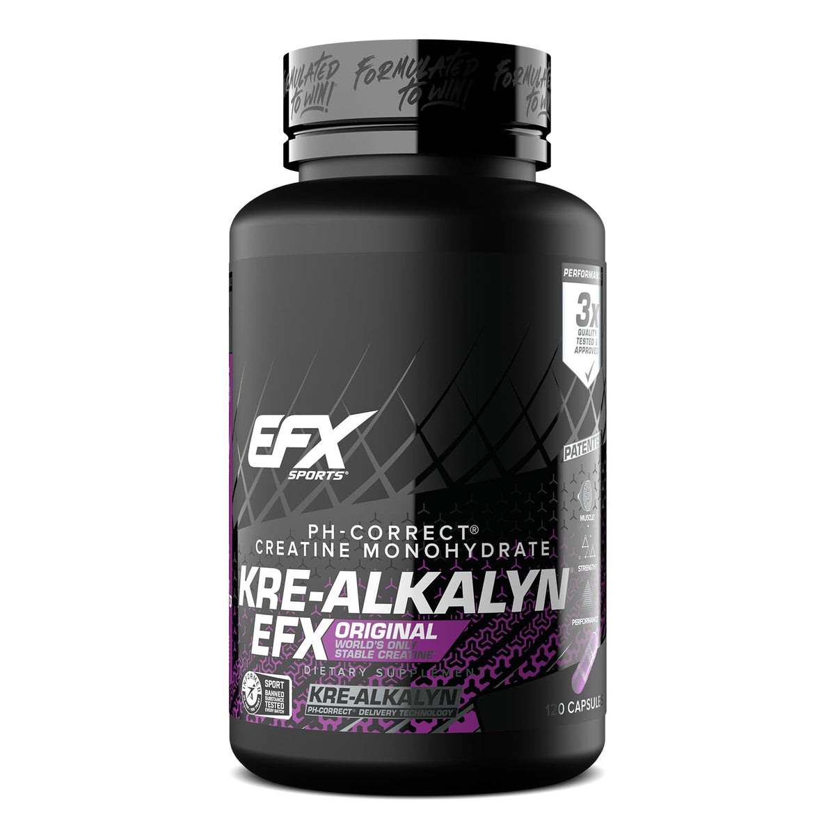 EFX Sports Kre-Alkalyn EFX 120 capsules, vue de face