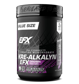 EFX Sports Kre-Alkalyn EFX 400 capsules, vue de face.