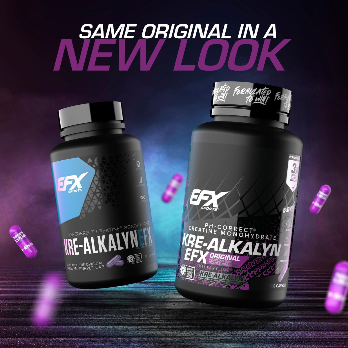 EFX Sports Kre-Alkalyn EFX, capsules et emballage