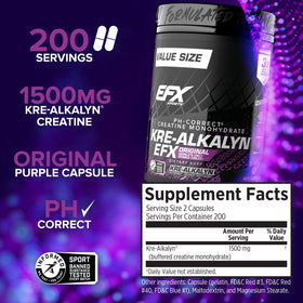 EFX Sports Kre-Alkalyn EFX emballage avec étiquette.