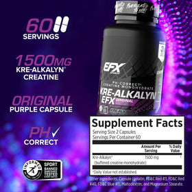 EFX Sports Kre-Alkalyn EFX, le produit ouvert avec capsules visibles