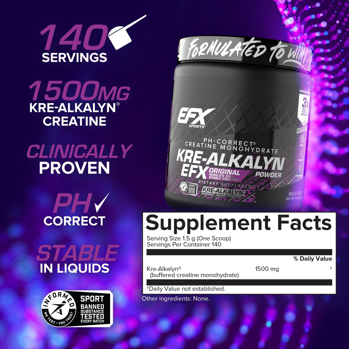 EFX Sports Kre-Alkalyn EFX Poudre 272g avec cuillère