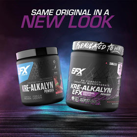 EFX Sports Kre-Alkalyn EFX Poudre 281g en vue arrière avec informations nutritionnelles