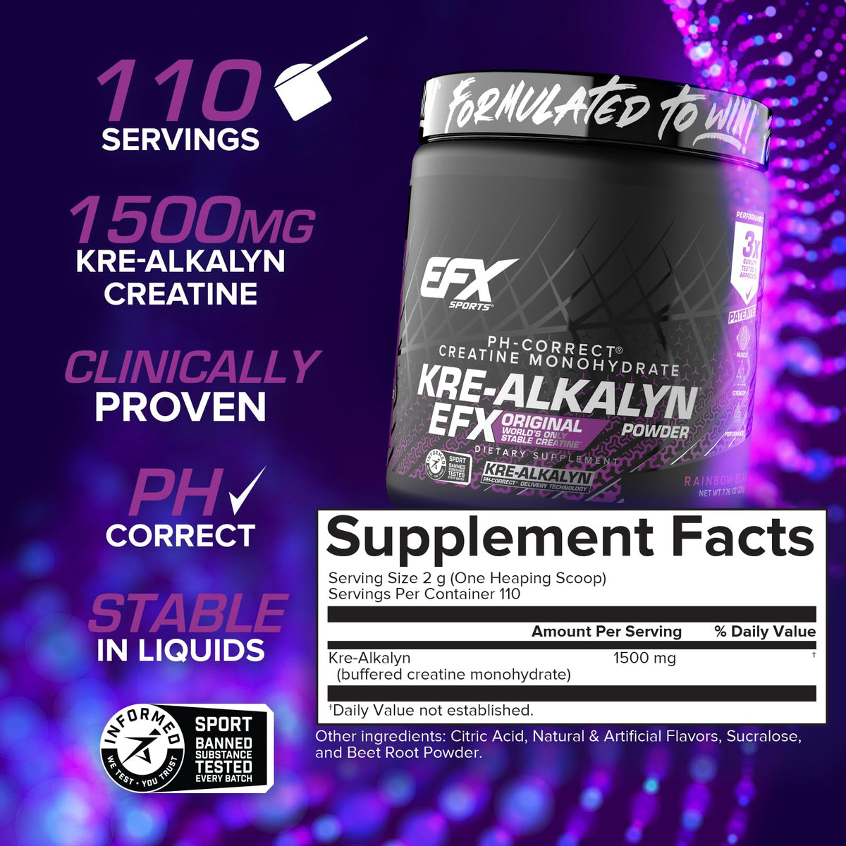 EFX Sports Kre-Alkalyn EFX Poudre 286g avec cuillère doseuse