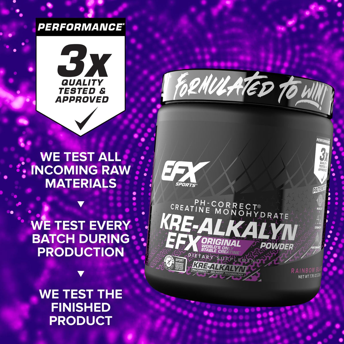 EFX Sports Kre-Alkalyn EFX Poudre 286g sur une table de sport