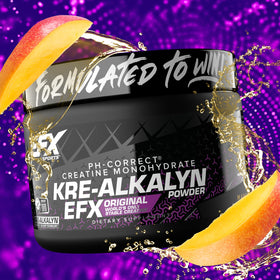 EFX Sports Kre-Alkalyn EFX Poudre Créatine 150g Saveur Mangue sur une table