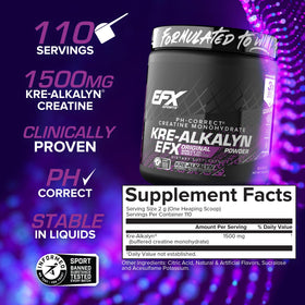 EFX Sports Kre-Alkalyn EFX Poudre Créatine Monohydrate 110 Portions en poudre colorée