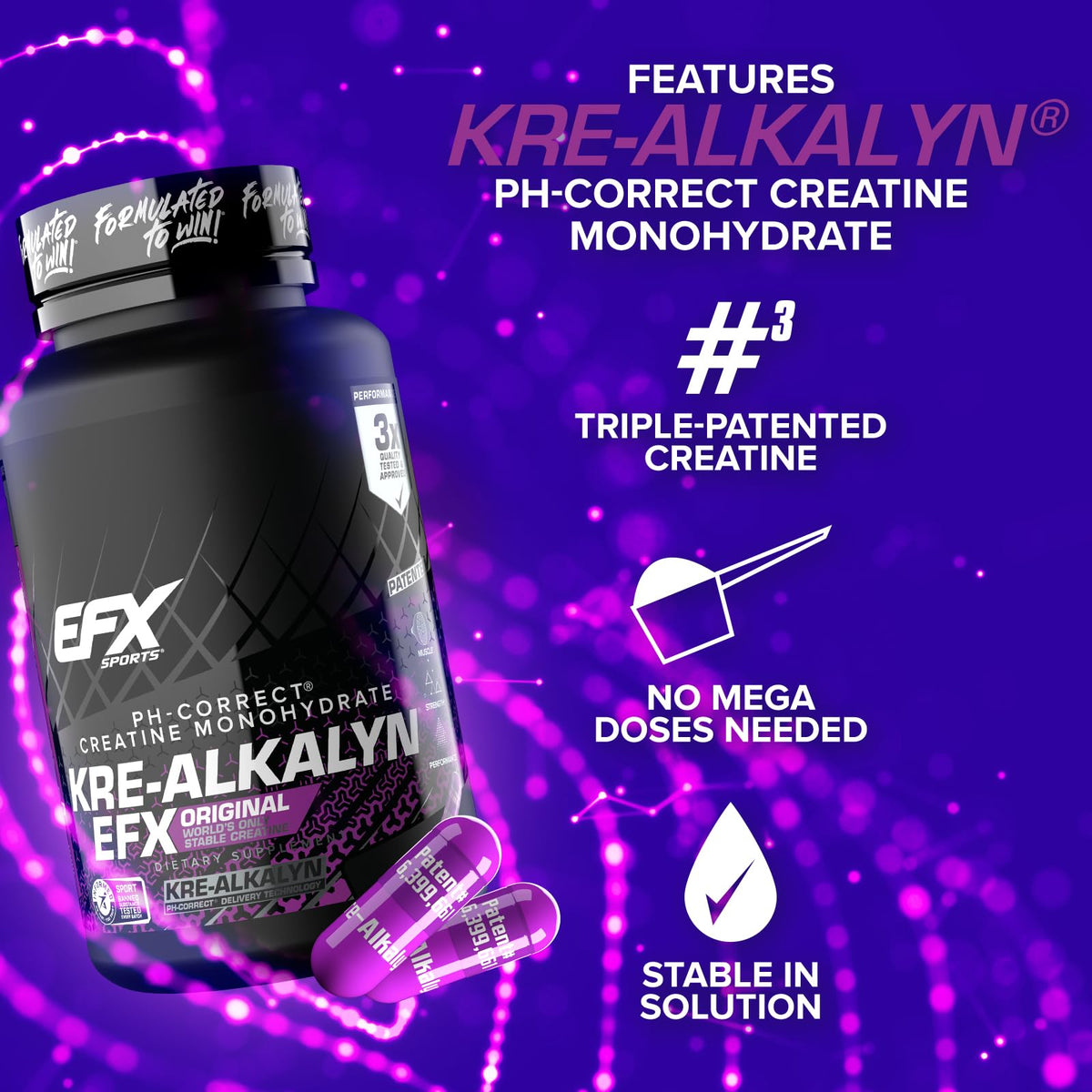 EFX Sports Kre-Alkalyn EFX, vue de près des capsules
