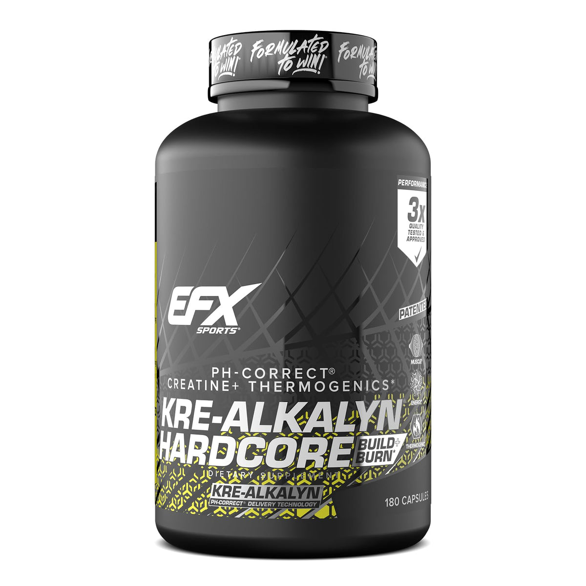 EFX Sports Kre-Alkalyn Hardcore 180 capsules vue de face