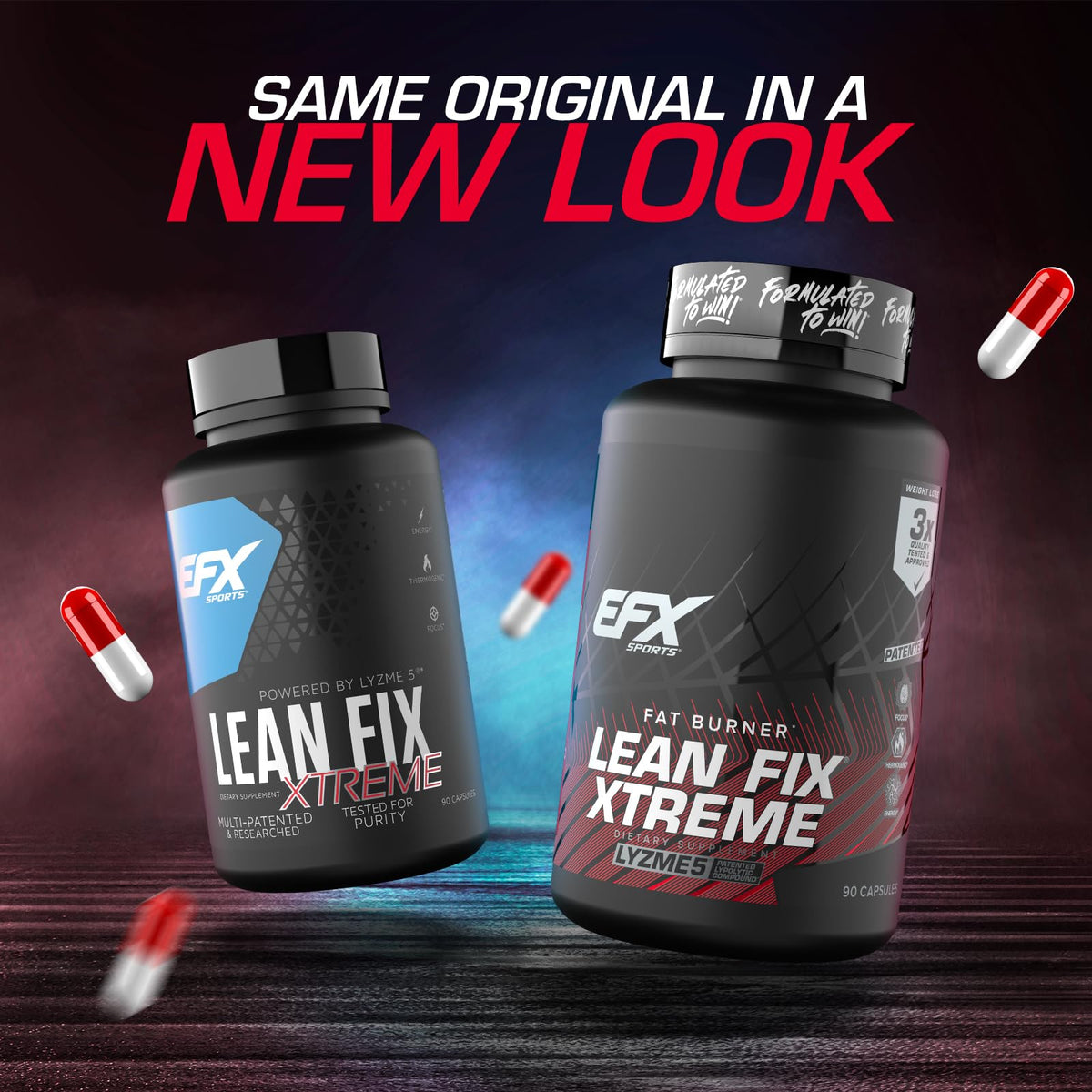 EFX Sports Lean Fix Xtreme capsules sur une surface blanche