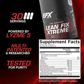 EFX Sports Lean Fix Xtreme flacon ouvert avec capsules visibles