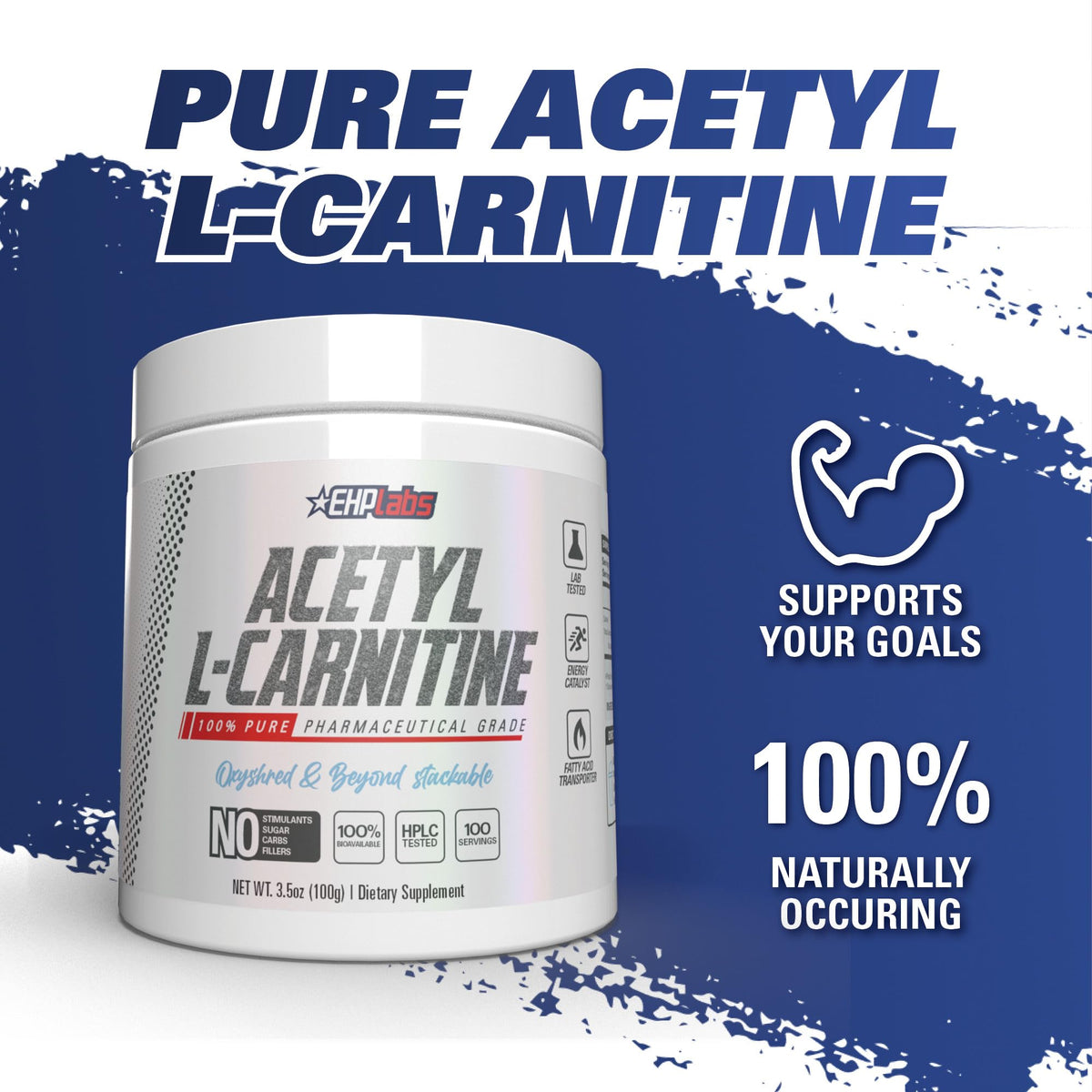 EHP Labs Acetyl L Carnitine Poudre 100 Servings 168g avec boisson