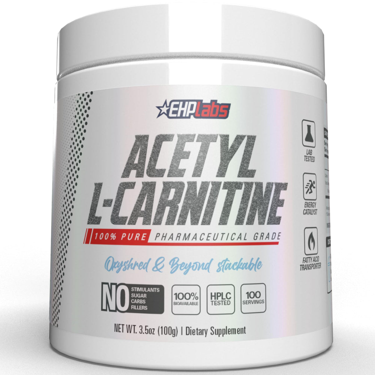 EHP Labs Acetyl L Carnitine Poudre 100 Servings 168g vue de face