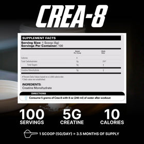 EHP Labs CREA-8 Poudre de Créatine Monohydrate 100 portions