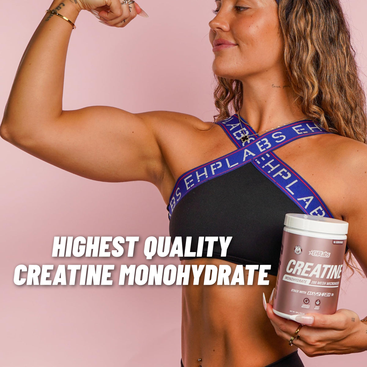 EHP Labs CREA-8 Poudre de Créatine Monohydrate 358g dans un shaker