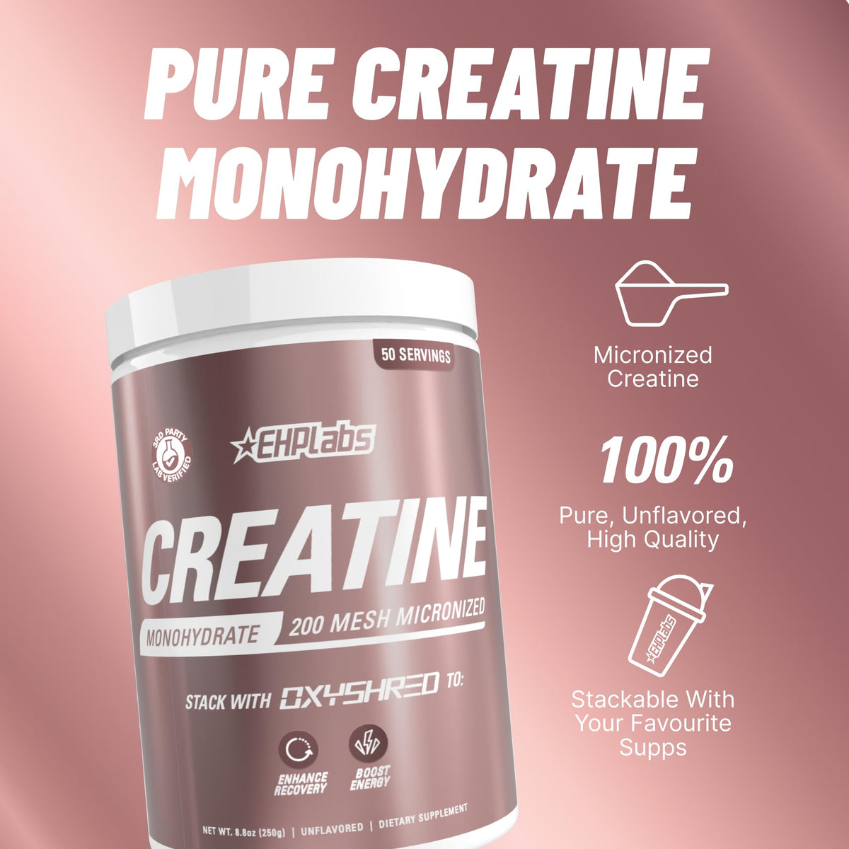EHP Labs CREA-8 Poudre de Créatine Monohydrate 358g en poudre