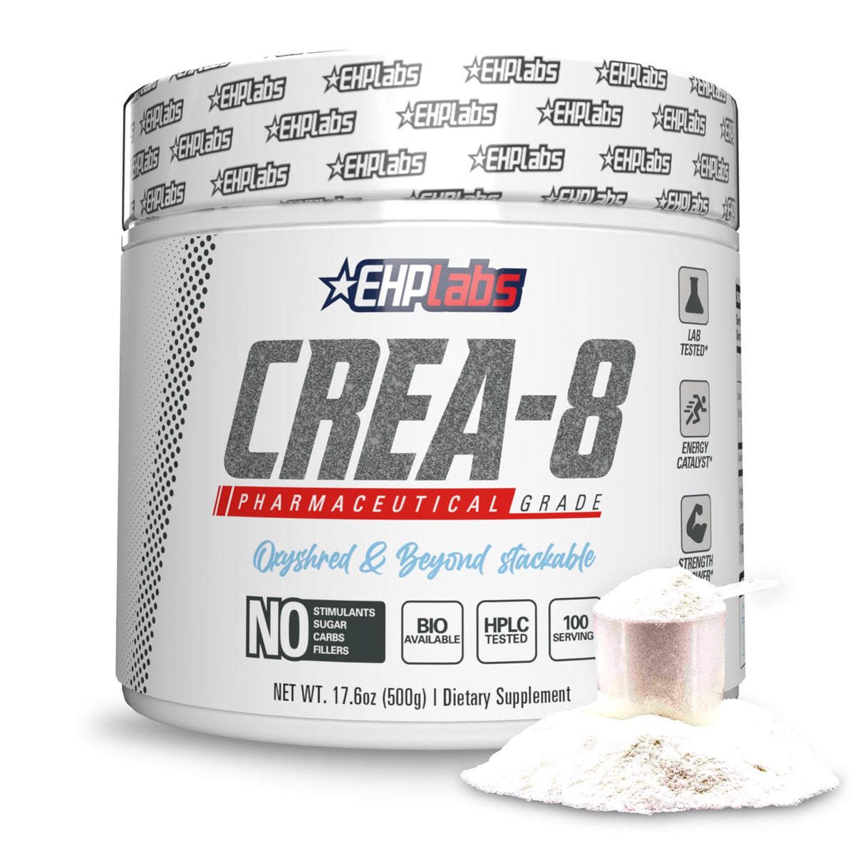 EHP Labs CREA-8 Poudre de Créatine Monohydrate 500g vue avant