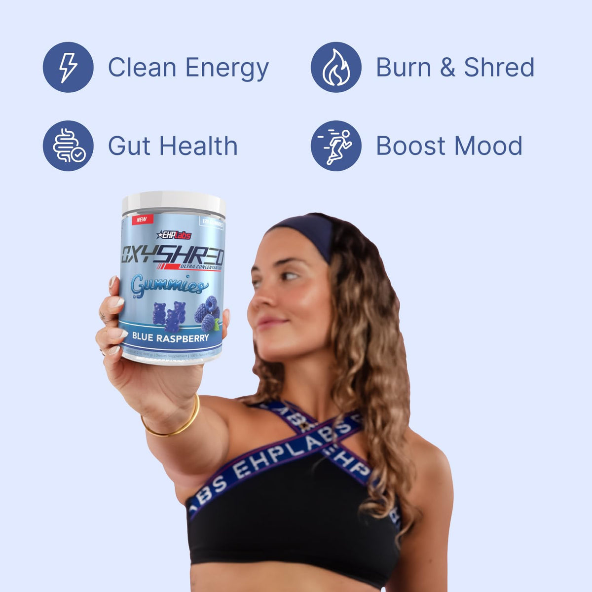 EHP Labs Gummies Énergétiques Pré-Workout Framboise Bleue contenu