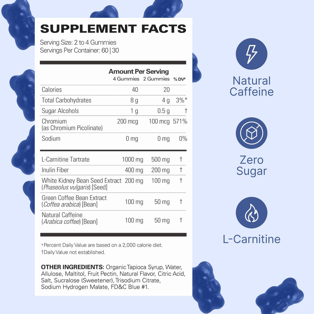 EHP Labs Gummies Énergétiques Pré-Workout Framboise Bleue côté