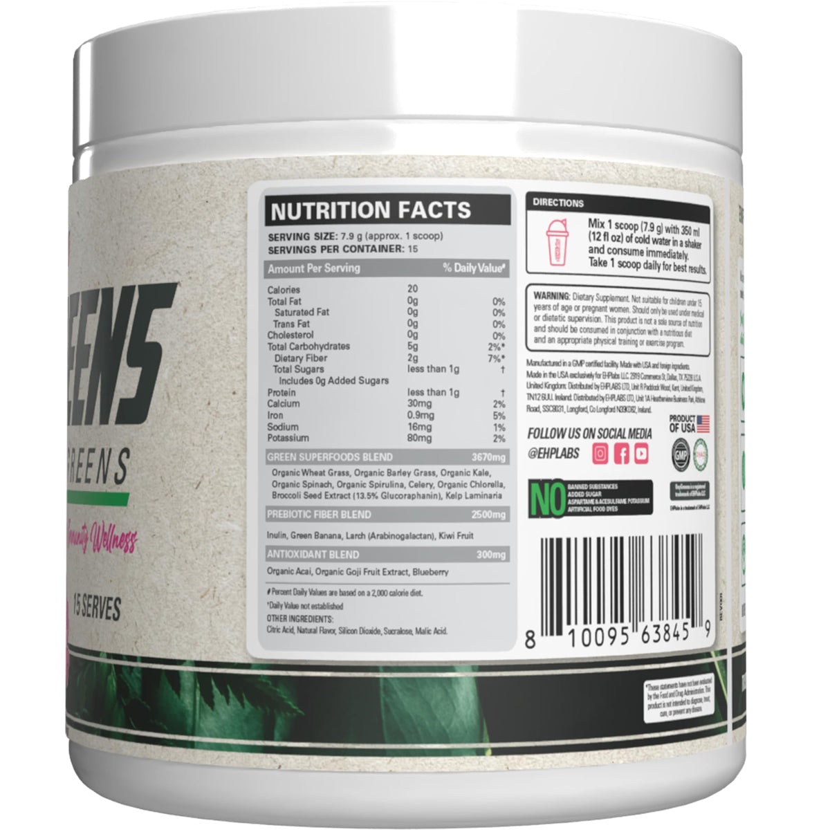 EHP Labs OxyGreens Poudre avec fruits frais