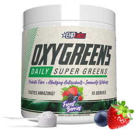 EHP Labs OxyGreens poudre de super aliments vue avant avec emballage